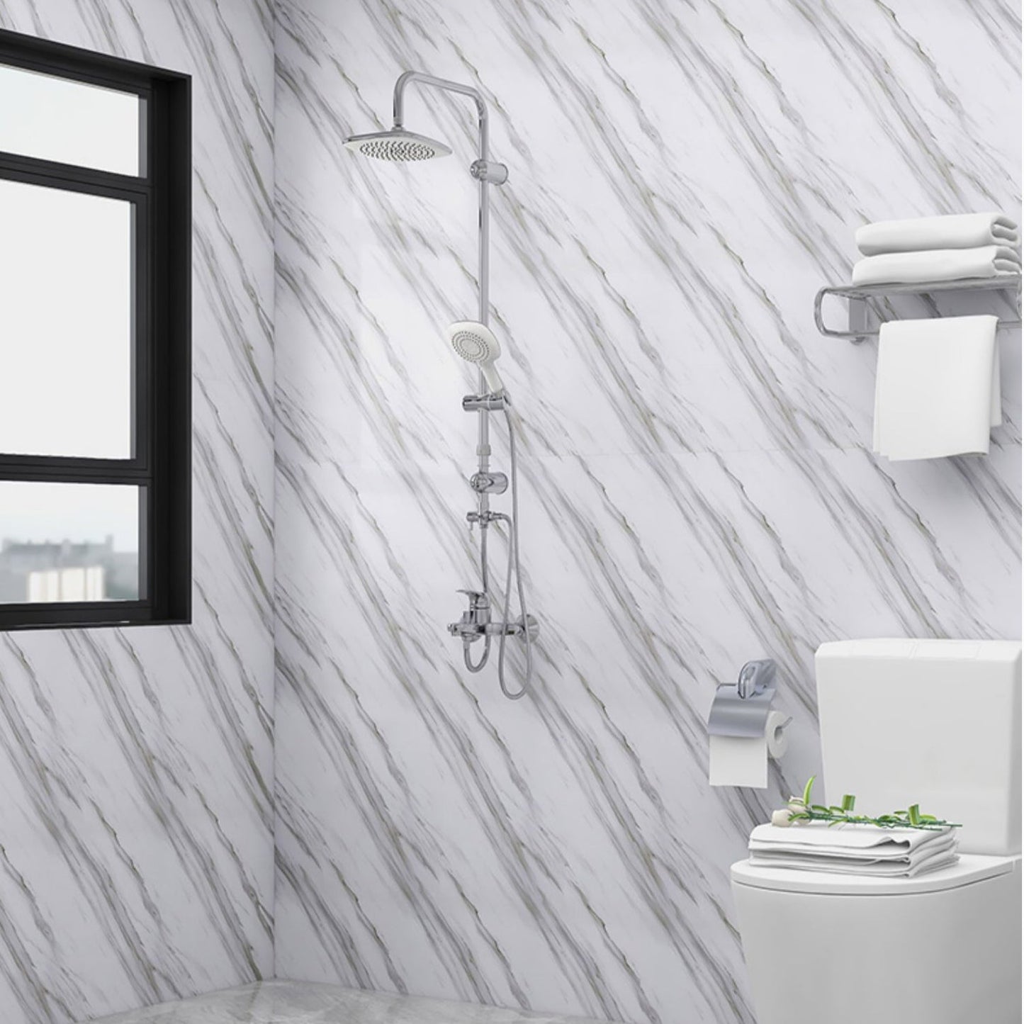 Skorter | 23" X 196" PVC Peel and Stick Wallpaper Kitchen and Bathroom Waterproof Wallpaper