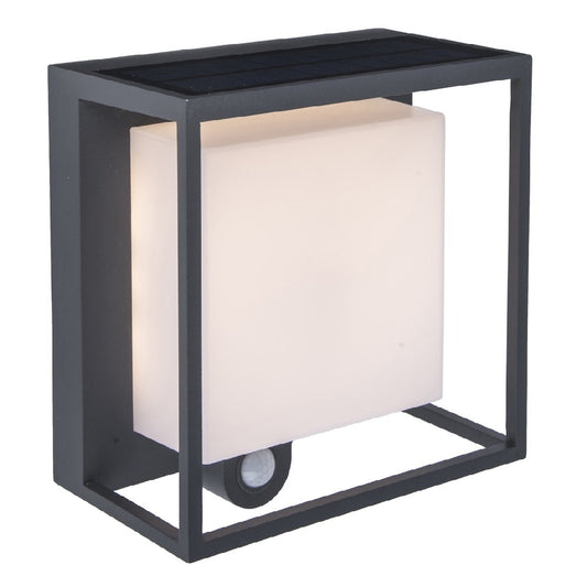 Skorter | Lutec 6934601118 Curtis LED Anthracite Solar Power Outdoor Modern Square Surface Mounted Wall Lamp with PIR