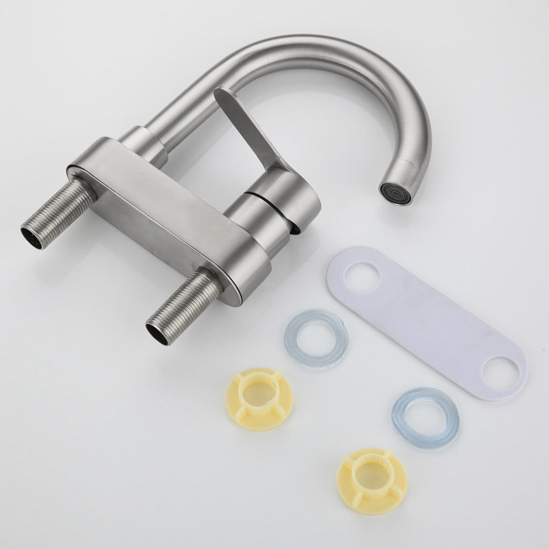 Skorter | 304 Stainless Steel Center Faucet Bathroom Single Handle Hot and Cold Sink Faucet