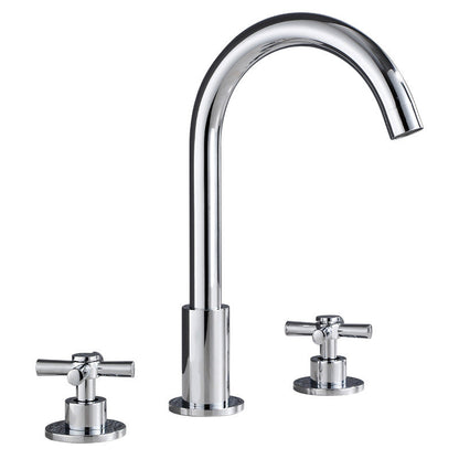 Skorter | Goose Neck Bathroom Sink Faucet 2 Handles Hot and Cold Water Sink Faucet with Drain