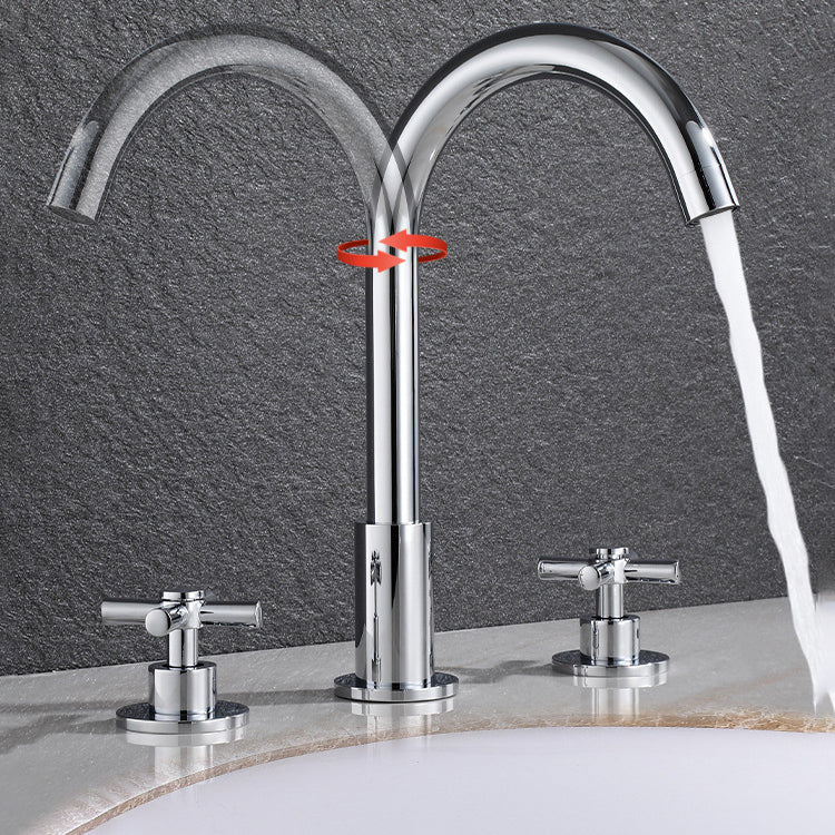 Skorter | Goose Neck Bathroom Sink Faucet 2 Handles Hot and Cold Water Sink Faucet with Drain