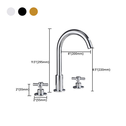 Skorter | Goose Neck Bathroom Sink Faucet 2 Handles Hot and Cold Water Sink Faucet with Drain