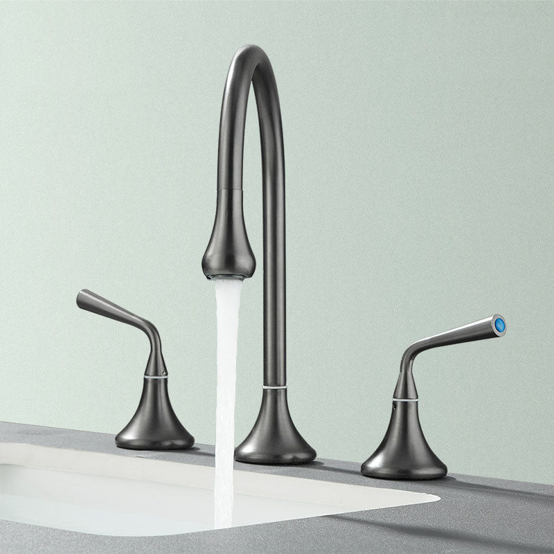 Skorter | Double Handle Tub Spout Deck Mounted High Arc Brass Modern Roman Tub Spout