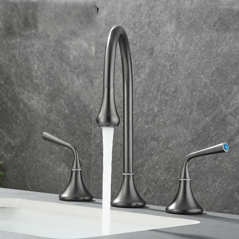 Skorter | Double Handle Tub Spout Deck Mounted High Arc Brass Modern Roman Tub Spout