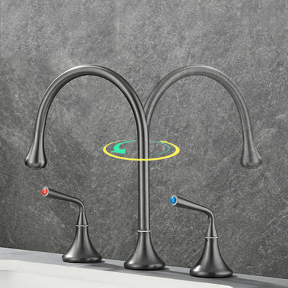 Skorter | Double Handle Tub Spout Deck Mounted High Arc Brass Modern Roman Tub Spout