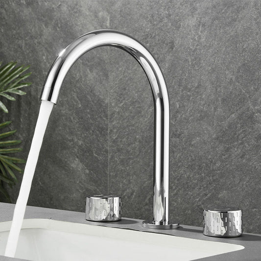 Skorter | Double Handle Tub Filler Deck Mounted High Arc Brass Modern Roman Tub Filler