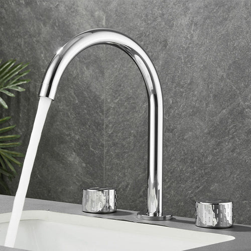 Skorter | Double Handle Tub Filler Deck Mounted High Arc Brass Modern Roman Tub Filler