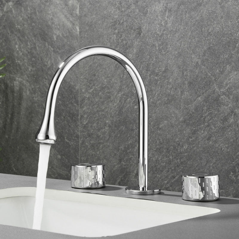 Skorter | Double Handle Tub Spout Deck Mounted High Arc Brass Modern Roman Tub Spout