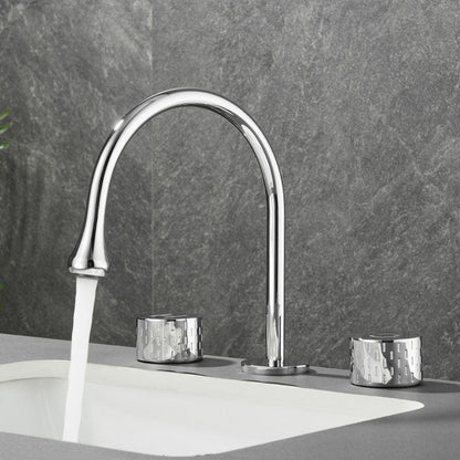 Skorter | Double Handle Tub Filler Deck Mounted High Arc Brass Modern Roman Tub Filler