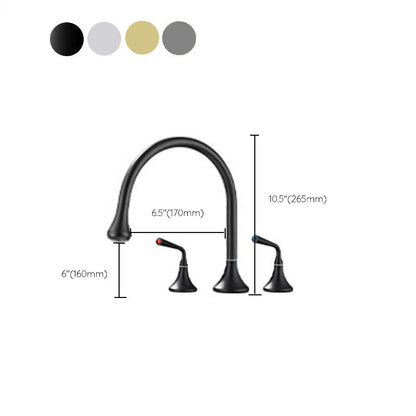 Skorter | Double Handle Tub Filler Deck Mounted High Arc Brass Modern Roman Tub Filler