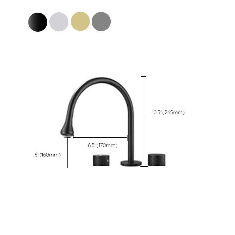 Skorter | Double Handle Tub Filler Deck Mounted High Arc Brass Modern Roman Tub Filler