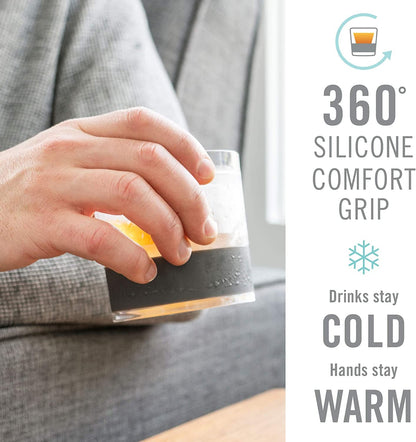 Skorter | Cooling Cups for Whiskey, Bourbon and Scotch, Freezer Gel Chiller Double Wall Glass Set of 1, Smoke, 9 ounces