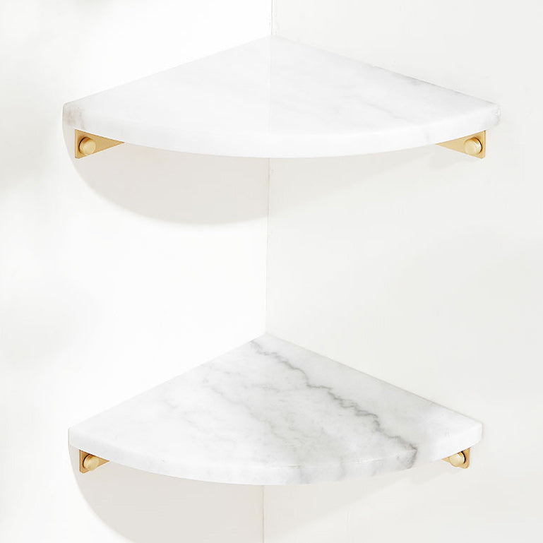 Skorter | 2-piece marble bathroom shelf brass bathroom accessory set in white/green