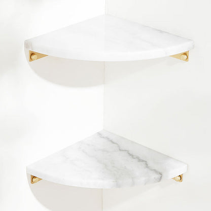 Skorter | 2-piece marble bathroom shelf brass bathroom accessory set in white/green