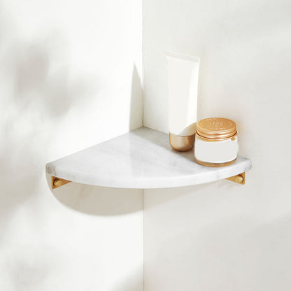 Skorter | 2-piece marble bathroom shelf brass bathroom accessory set in white/green