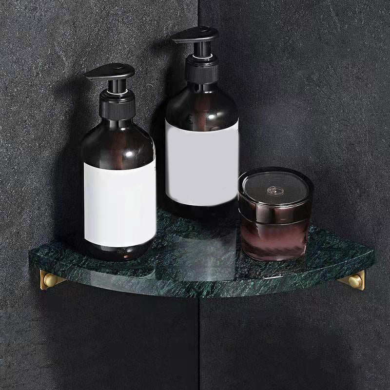 Skorter | 2-piece marble bathroom shelf brass bathroom accessory set in white/green