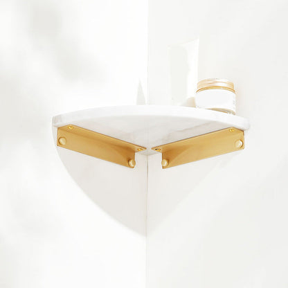 Skorter | 2-piece marble bathroom shelf brass bathroom accessory set in white/green
