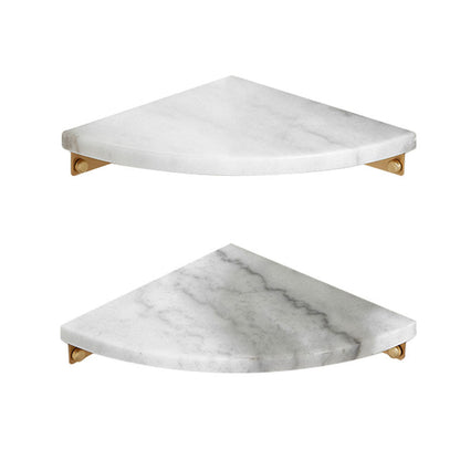 Skorter | 2-piece marble bathroom shelf brass bathroom accessory set in white/green