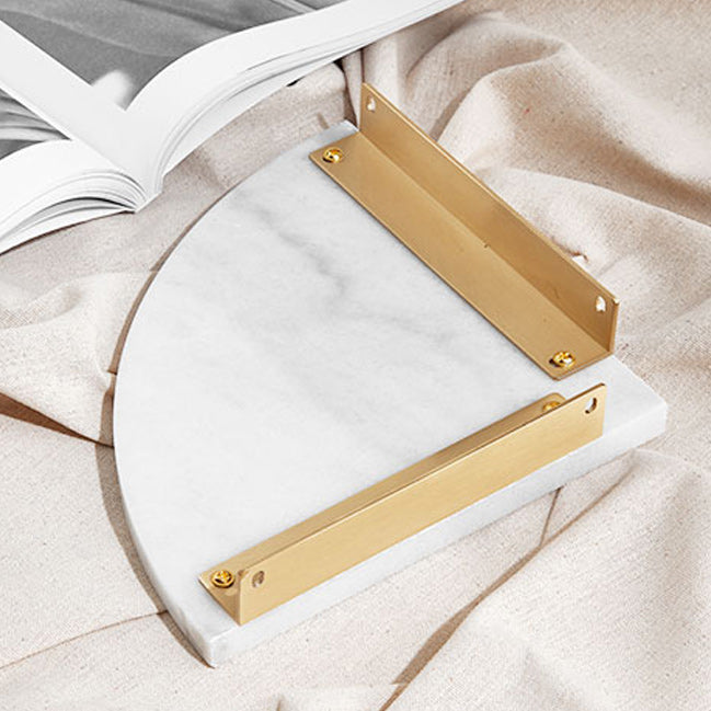 Skorter | 2-piece marble bathroom shelf brass bathroom accessory set in white/green