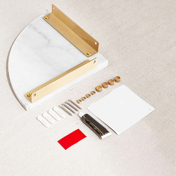 Skorter | 2-piece marble bathroom shelf brass bathroom accessory set in white/green