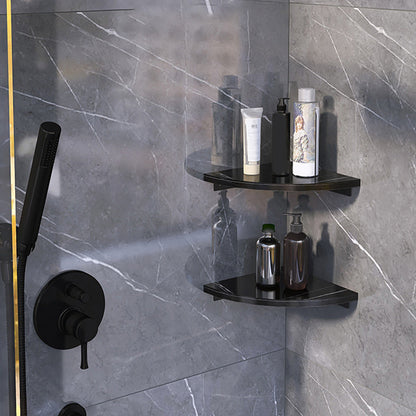 Skorter | 3-piece modern bathroom accessory set marble and metal bathroom shelf