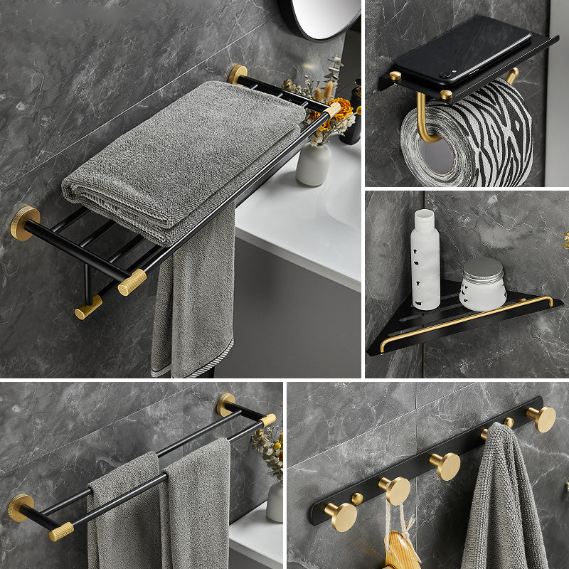 Skorter | 5-piece modern bathroom accessory set made of black brass bathroom hardware