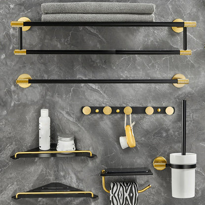 Skorter | 5-piece modern bathroom accessory set made of black brass bathroom hardware