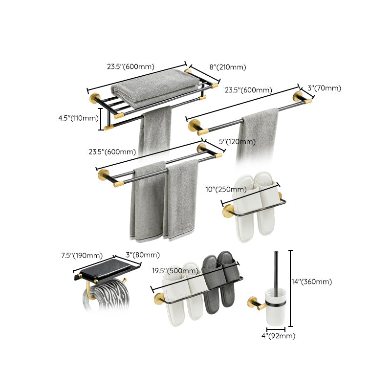 Skorter | 5-piece modern bathroom accessory set made of black brass bathroom hardware