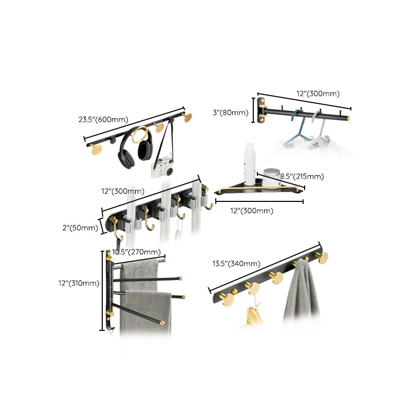 Skorter | 5-piece modern bathroom accessory set made of black brass bathroom hardware