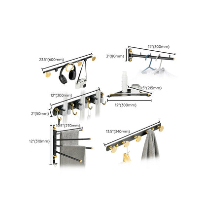 Skorter | 5-piece modern bathroom accessory set made of black brass bathroom hardware