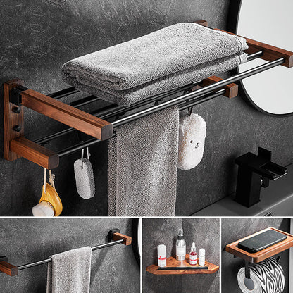Skorter | 7-piece bathroom accessory set wood and metal bathroom accessory hardware set