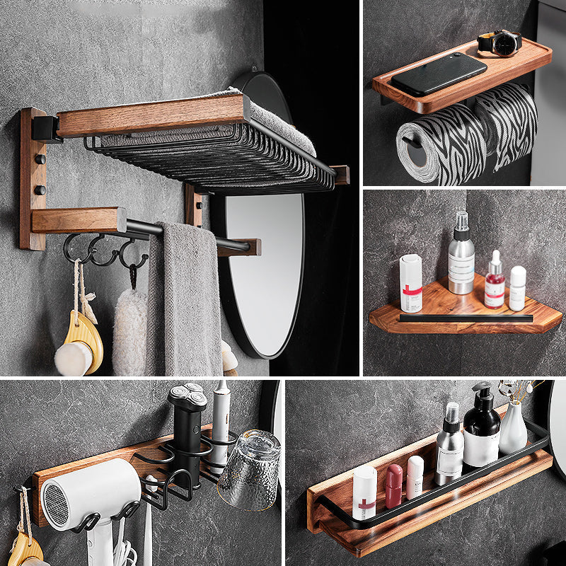 Skorter | 7-piece bathroom accessory set wood and metal bathroom accessory hardware set