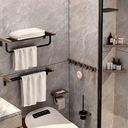 Skorter | 7-piece bathroom accessory set metal bath set with wood accents
