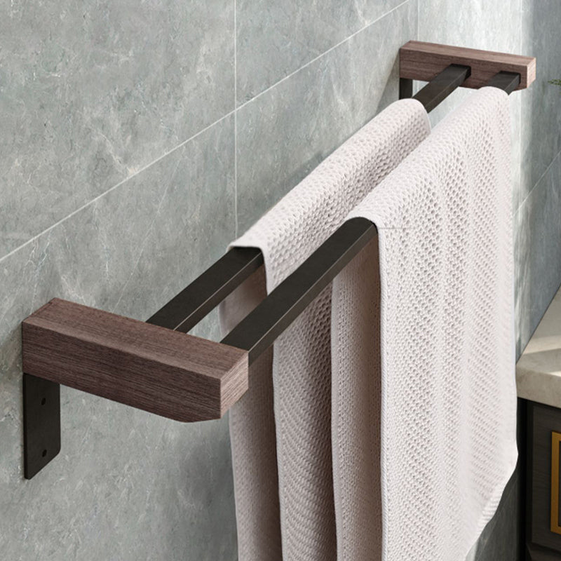 Skorter | 7-piece bathroom accessory set metal bath set with wood accents