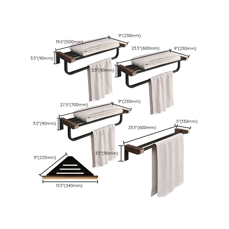 Skorter | 7-piece bathroom accessory set metal bath set with wood accents