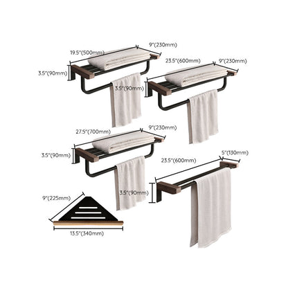 Skorter | 7-piece bathroom accessory set metal bath set with wood accents