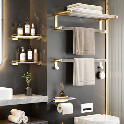 Skorter | Bathroom Accessories Set in Gold Metal and Acrylic Bathroom Accessories Set