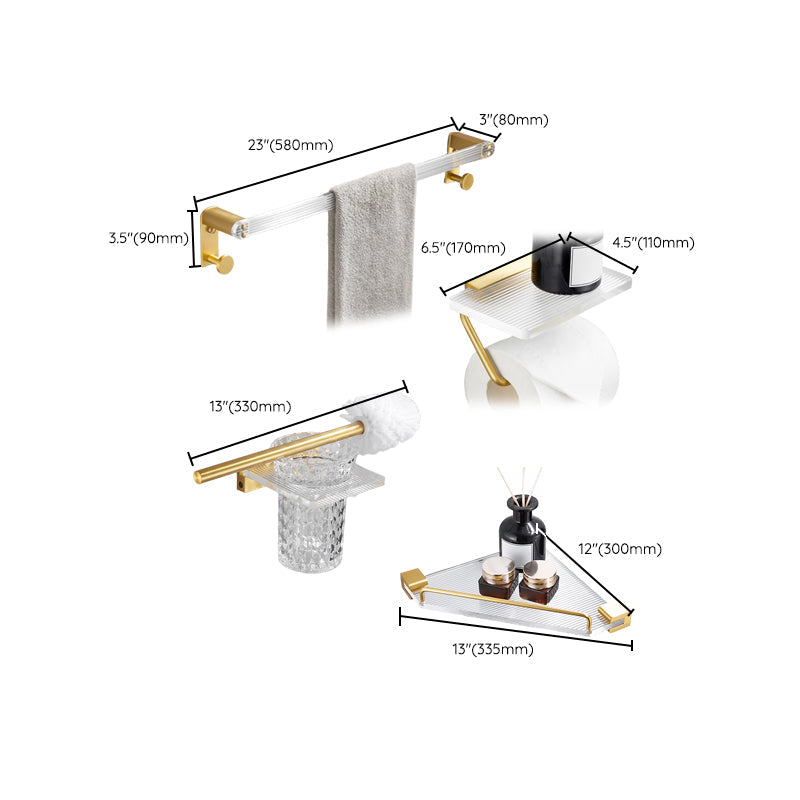 Skorter | Bathroom Accessories Set in Gold Metal and Acrylic Bathroom Accessories Set
