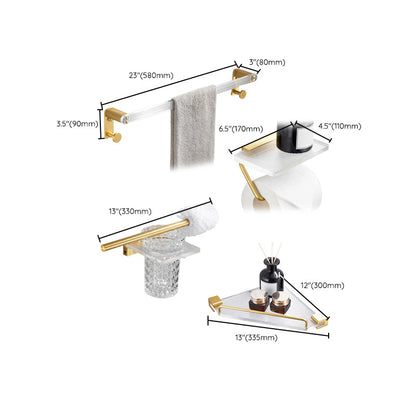Skorter | Bathroom Accessories Set in Gold Metal and Acrylic Bathroom Accessories Set