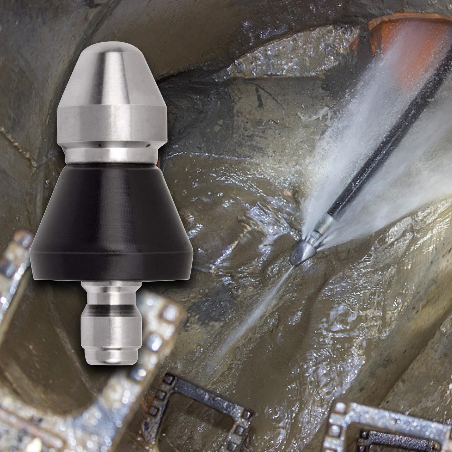 Skorter | High-Pressure Drain Jetting Nozzle – Stainless Steel Sewer Cleaning Sprayer for Fast Pipe Unblocking
