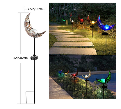 Skorter | Solar Garden Light made of Metal – Waterproof LED Design in Moon, Flame, Sun or Star Shape