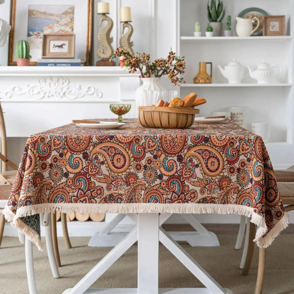 Skorter | Amber Paisley Tassel Tablecloth
