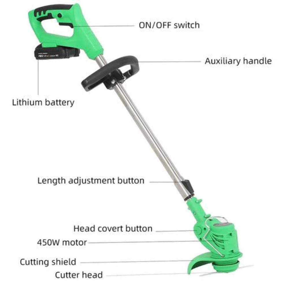 Skorter | Cordless Grass Trimmer with Adjustable Cutting Width for Lawn Care & Garden Maintenance