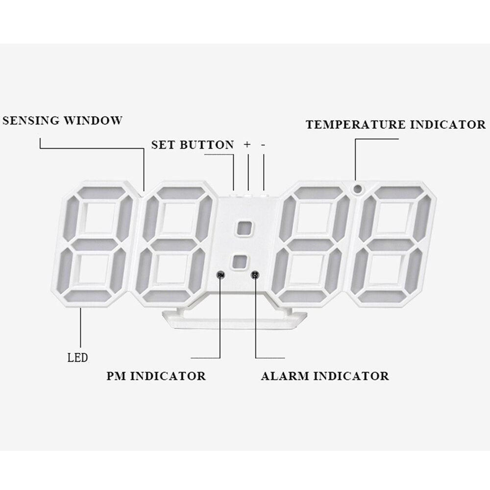 Skorter | LED-Digital Wall Clock - Temperature and Alarm
