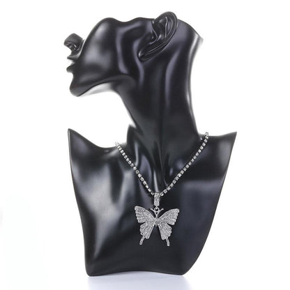 Skorter | Crystal Pave Butterfly Pendant Necklace