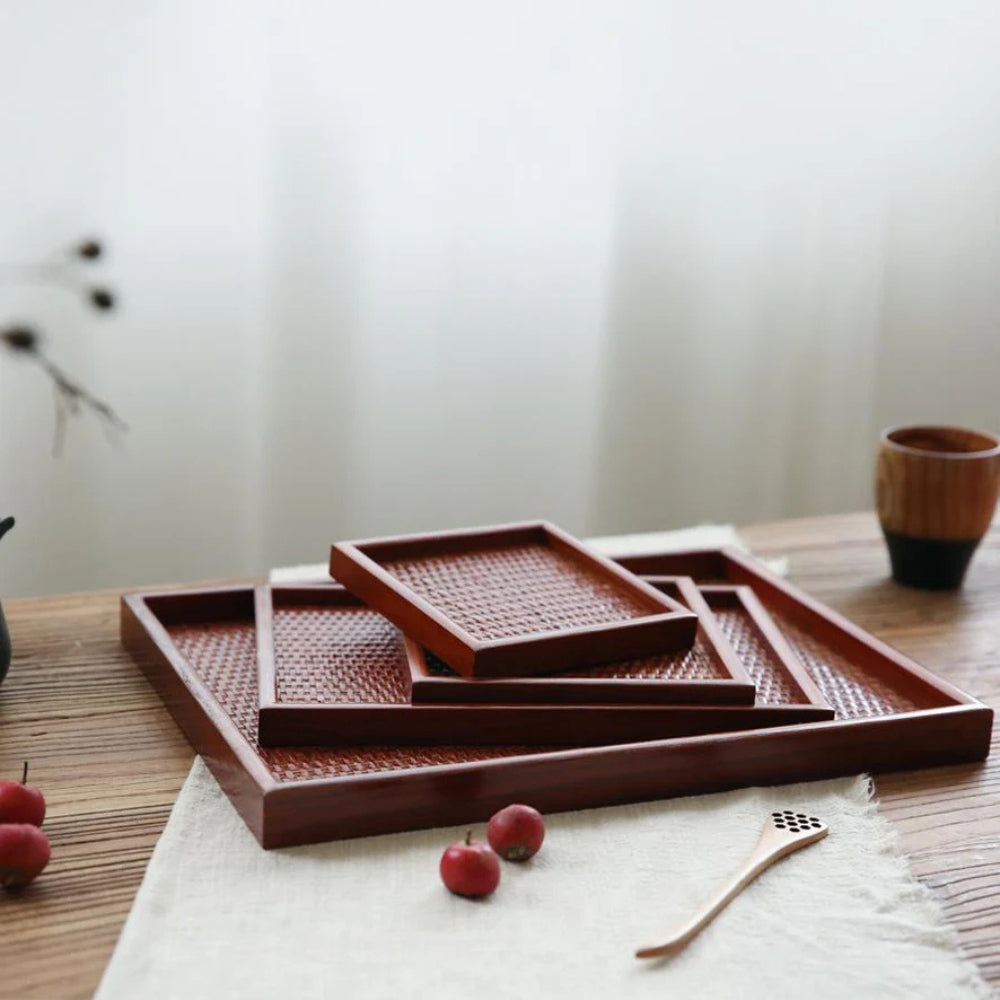 Skorter | Artisanal Rattan Wooden Tea Tray