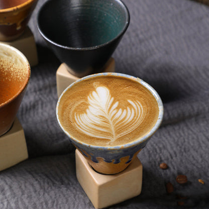 skorter | Coarse Ceramic Coffee Cup with Base Cone-Shaped Couture Cup & Base Set