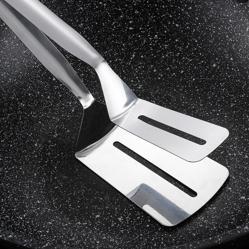 Skorter | Double-sided stainless steel turner with non-slip handle – Ideal for grilling and frying