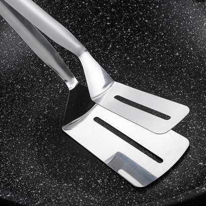 Skorter | Double-sided stainless steel turner with non-slip handle – Ideal for grilling and frying