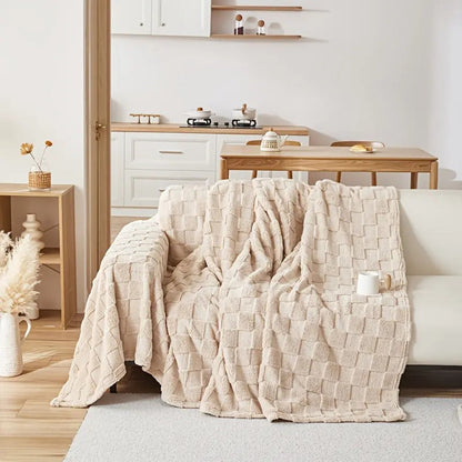 Skorter | Checkered Plush Velvet Sofa Cover